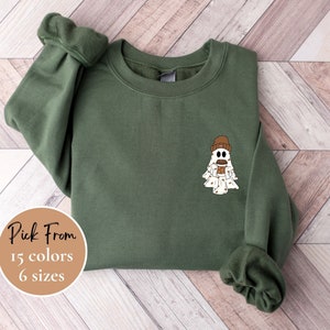 ghost ice coffee sweatshirt, cute spooky coffee sweatshirt, coffee ghost sweatshirt, coffee lovers sweatshirt, halloween ghost sweater