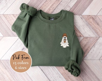 Gespenster Eiskaffee Sweatshirt, süßes gruseliges Kaffee Sweatshirt, Kaffee-Geist-Sweatshirt, Kaffee-Liebhaber-Sweatshirt, Halloween-Geist-Pullover