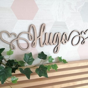 Wooden first name with heart pattern bedroom decoration, wooden first name on door