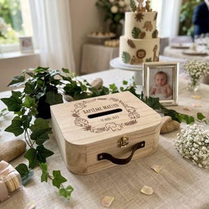 Personalized wooden urn for baptism