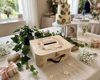 Personalized wooden urn for baptism