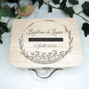 Personalized wooden urn for baptism