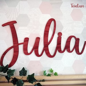 Large wooden first name, bedroom decoration, wedding, baptism, personalized gift, giant wooden first name