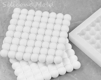 Bubbles Ball Tray Mold,Cement Plate Concrete Casting,Terrazzo Jesmonite Trinket Storage Jewellery Display Dish Square Coaster Silicone Mould