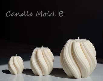 2022 New Unique Spiral Swirl Candle Mould,Personalized Large 23 OZ Soy Wax Silicone Mold,3D Wavy Line Twirl Pillar home made Candles Making