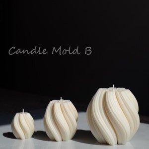 2022 New Unique Spiral Swirl Candle Mould,Personalized Large 23 OZ Soy Wax Silicone Mold,3D Wavy Line Twirl Pillar home made Candles Making