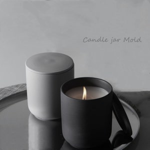 Candle Jar With Lid Cement Mold For Making,Plaster Casting,Terrazzo Jesmonite Molds,Scented Soy Wax Concrete Container Silicone Mould