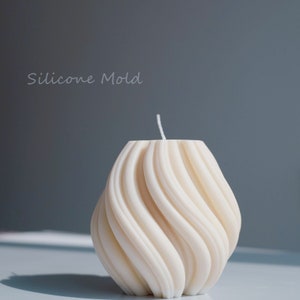 Spiral Swirl 3D Vase Soy Wax Silicone Mould Irregular Wavy Unique Twirl Pillar Candle Mold Cement Sculptural Concrete Casting Abstract Decor