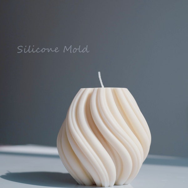 Spiraalvormige Swirl 3D Vaas Sojawas Silicone Mal Onregelmatig Golvend Unieke Twirl Pilaar Kaars Mold Cement Sculpturaal Beton Gieten Abstract Decor