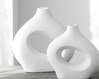 Hollow Donut Vase Mold,Planter Ceramic Form,Plaster Cement Concrete Casting,Silicone Mold for Making Jesmonite Doughnut Dried Flower Vessel