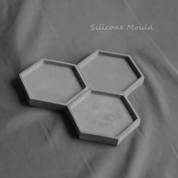 Cement Tray Concrete Geometric Plate Casting, Silicone Mould For DIY Unique Hexagon Trinket Storage Dish Gift, Resin Terrazzo Jesmonite Mold