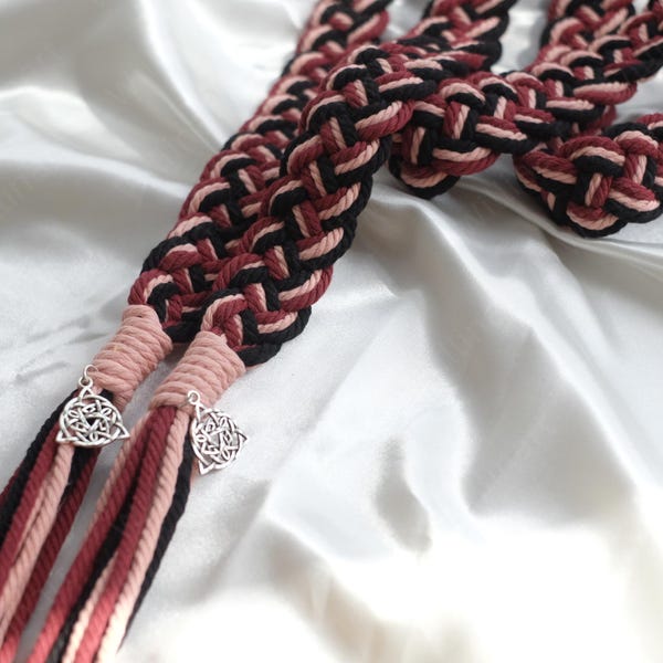 Personalized Handfasting Cord,Irish Tradition,Celtic ceremony,Fall wedding favors,Red with black Handfast,Hand fasting,Gifts for bride