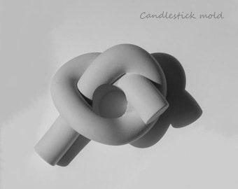 Unique Nœud Candlestick Béton Moulage, Terrazzo Bendy Corde Corde Jesmonite Moule, Ciment Silicone Moule Pour Bricolage Conique Bouge BougeUr Décor