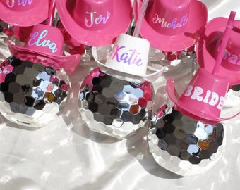 Personalized Name Plastic Drink Cowgirl Cups,70s themed Brithday,Western,Bride Last Disco Party Decor