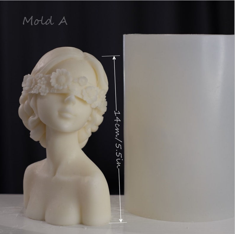 Blindfolded Girl Candle Mold 3D Closed Eyes Rose Flower Etsy