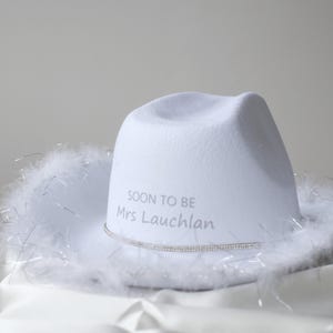 Personalized Bride Cowboy Hat,Custom Rhinestone Fringe Wifey Hat,Feather MRS Hat with Veil,Western Cowgirl Bachlorette Gift,Hen do Party
