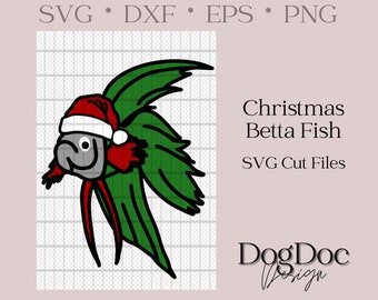 Christmas Betta Fish SVG; Santa Hat Betta; cricut, eps, dxf, png, craft, silhouette, clipart, holiday