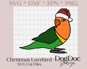 Lovebird Santa SVG; Christmas Bird; parrot; cricut, eps, dxf, png, craft, silhouette, clipart, holiday