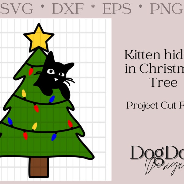 Cat Knocking Over Christmas Tree Svg Etsy UK