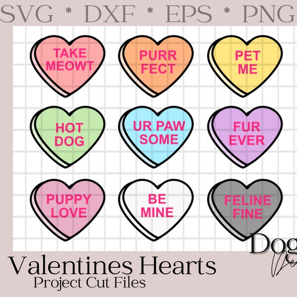 Pet Valentines Hearts; Conversation Hearts, Candy Hearts, cricut, SVG, clipart, PNG