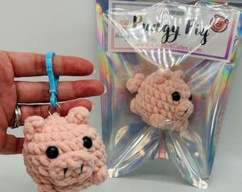 Pig Plush Bag Charm: Handmade Little Piggy Keychain Backpack Buddy or Pocket Pal