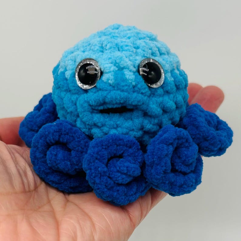 Octopus Stress Ball: Handmade Sensory Toy for Anxiety Relief Tri-Blue