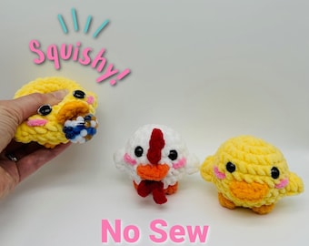 Gehaakt stressbalpatroon eend en kip: amigurumi zonder naai (pdf-patroon)