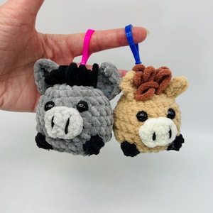 Donkey or Horse Plush Backpack Buddy Plushie  Keychain Optional Backpack Buddy Keychain