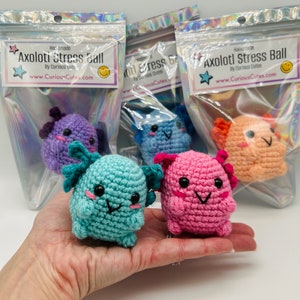 Crochet Axolotl Stress Ball: Handmade Sensory Fidget Toy
