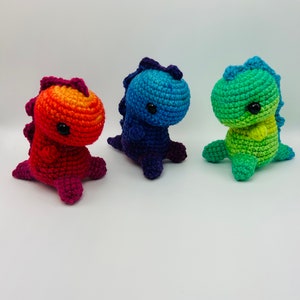 Handmade Crochet T-Rex Plushie: Bright Stuffed Dinosaur