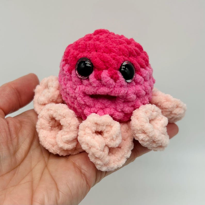 Octopus Stress Ball: Handmade Sensory Toy for Anxiety Relief Tri-Pink