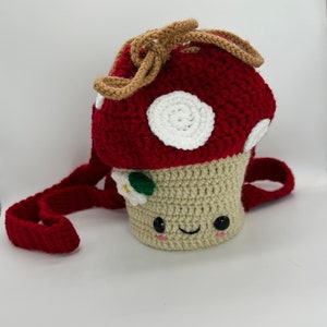 Mushroom Mini Backpack Kawaii Drawstring Bag – Crochet