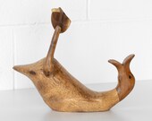 Teak Wood Novelty Drunken Duck Single Wine Bottle Holder Stand Natural Wooden Ornament Gift