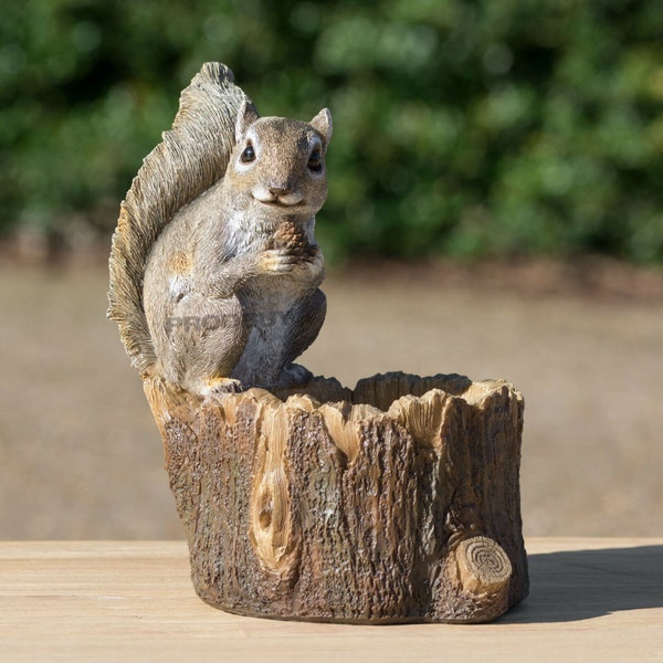 Squirrel Feeder Resin Outdoor Garden Ornament Statue Bird Feed Food Animal Lawn