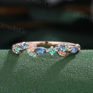 Marquise Schnitt London Blau Topas Ring Smaragd Cluster Ring Smaragd Hochzeit Ring solide Rose Gold Ring Versprechen Jahrestag Brautring Geschenk.