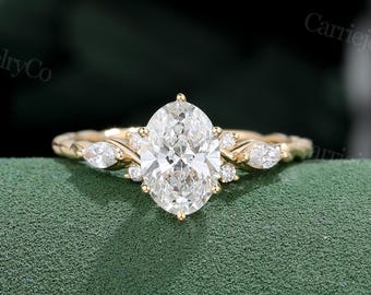 Anillo de compromiso con diamante cultivado en laboratorio certificado por IGI de 1 quilate. Anillo de oro macizo. Anillo con diamante de laboratorio de talla ovalada. Anillo retorcido de 3/4 de eternidad. Regalo de aniversario.