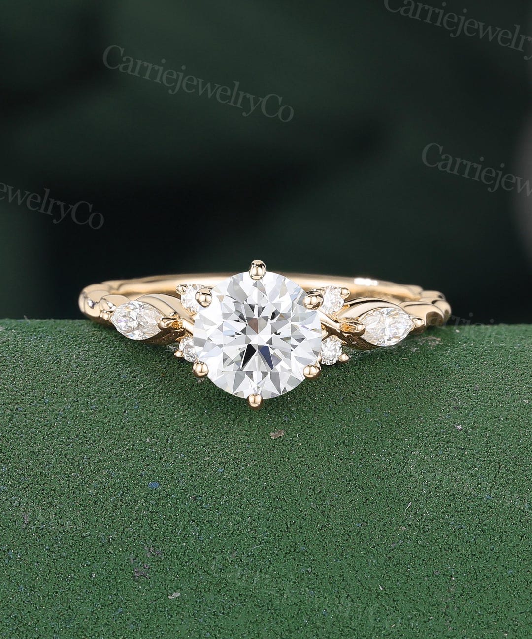 1CT IGI Certified Round Cut Lab Grown Diamond Engagement Ring Yellow ...