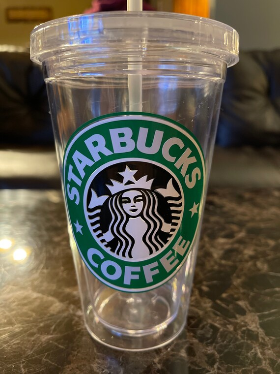 Starbucks Inspired 12oz. cup with lid and straw