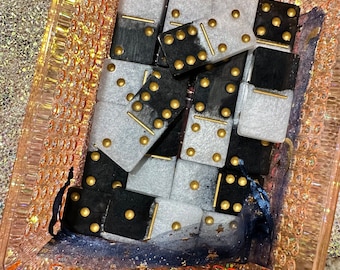 Black, White, and Gold Domino Set