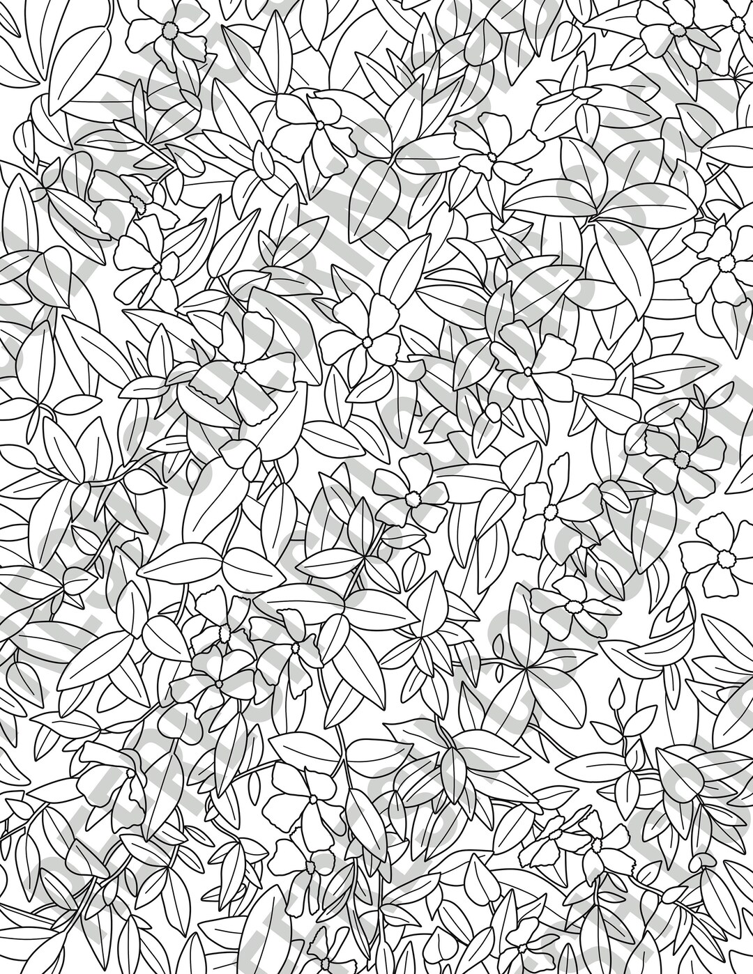Floral Vine of Leaves Coloring Page | PDF Instant Download - Etsy