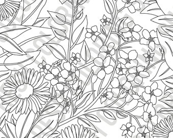 Wild Flower Floral Coloring Page | PDF Instant Download