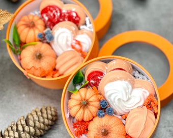 Pumpkin soap set gift in round box , Pumpkin favors , Thanksgiving gift , birthday gift, party favors , fall gift , Halloween