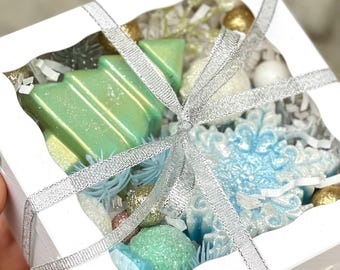 Christmas soap gift box, Soap Flowers, Housewarming Gift ,Soap Flower Set,Christmas gift,Christmas snowflake ,Custom Christmas Favors
