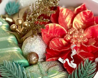 Christmas soap gift box, Soap Flowers, Housewarming Gift ,Soap Flower Set,Christmas gift,Christmas snowflake ,Custom Christmas Favors