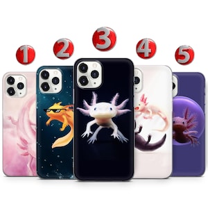 Axolotl Amphibia Handytasche für iPhone 16 15 14 13 12 11 X XS Samsung S25 S24 S23 S22 S21 S20 S10 Google Pixel 9 Pro XL 8 7 6
