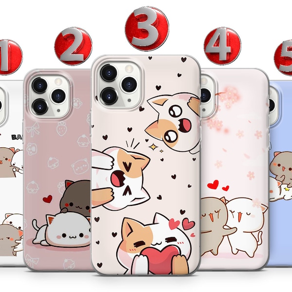 Peach Cat Phone Case For iPhone 15 14 13 12 11 X XS SE Samsung S24 S23 S22 S21 S20 S10 Huawei Honor Xiaomi GooglePixel Sony Oppo OnePlus