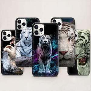 Funda para teléfono con estampado de tigre blanco: protección contra animales salvajes