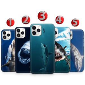Funda de teléfono con diseño de tiburón blanco para iPhone 16, 15, 14, 13, 12, 11, X, XS, Samsung S25, S24, S23, S22, S21, S20, S10, Google Pixel 9 Pro XL, 8, 7 y 6