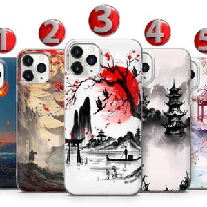 Chinese Art Phone Case: Sky Lanterns, Pagodas, Ink Painting