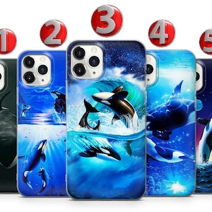Funda de teléfono de orca para iPhone 16, 15, 14, 13, 12, 11, X, XS, Samsung S25, S24, S23, S22, S21, S20, S10, Google Pixel 9 Pro XL, 8, 7, 6